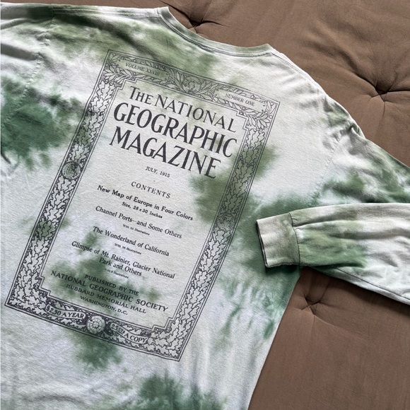National Geographic Long Sleeve Green Tie dye T Shirt Men’s XL Marble Acid - Picture 11 of 15